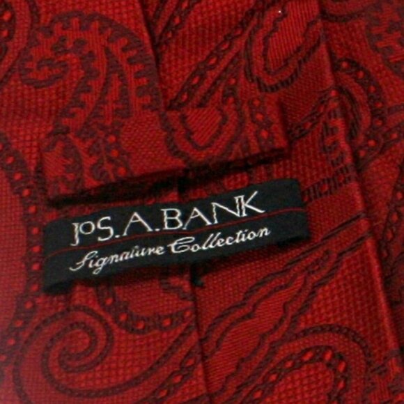 JOSEPH A. BANK Neck Tie Red Large Paisely Print Silk Necktie Accessory Office - Picture 2 of 11